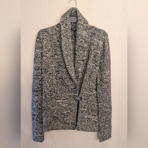 Lauren Ralph Lauren Jeans Company Black Beige Marled Knit Wrap Toggle Sweater